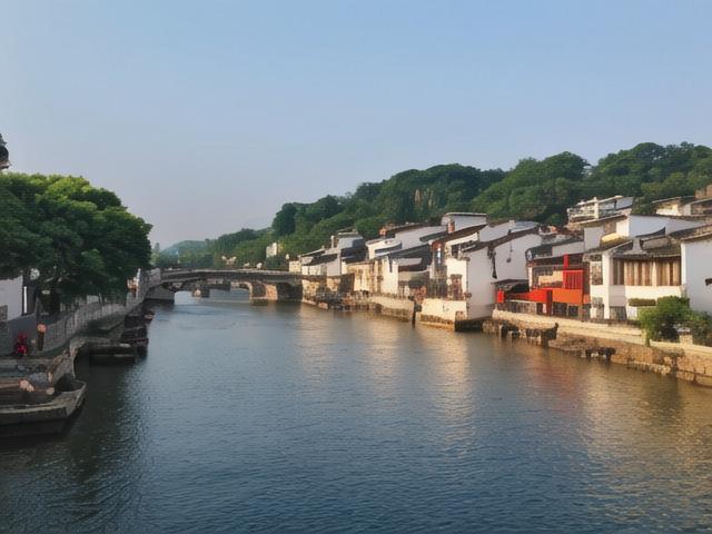 映苍穹入画卷,船过桥头往事随风去