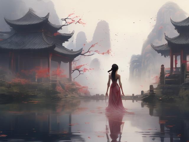 《伊人背影留相思,往事随水流红尘》
