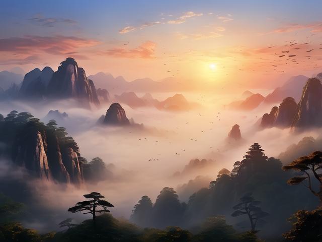 《青山落日映烟霞，往事成效诗韵长》