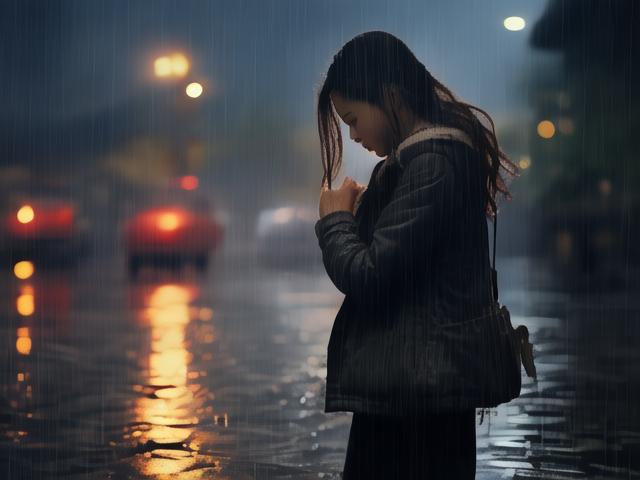 雨中追忆往昔，梦中转身泪满心间