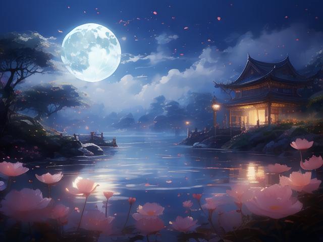 《若许年华,勿让旧事随风散,月下花开,今宵共醉时光里》